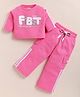 NUTTY BUTTY Corduroy Knit Full Sleeves Typography Printed Winter Top & Pant Set - Pink