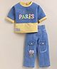 NUTTY BUTTY Denim Knit Full Sleeves Paris Text Patch Detailed  Winter Top & Pant Set - Yellow