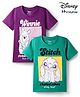 HoneyHap Disney Cotton Knit T-Shirt Half Sleeves with Disney Graphic Pack of 2 - Multicolor