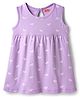 Babyhug Single Jersey Knit Sleeveless Frock With Bow Print & Applique - Lilac