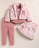 NUTTY BUTTY Fur Knit Full Sleeves Abstract Printed Top & Skirt With Jacket & Leggings Set - Peach