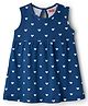 Babyhug Single Jersey Knit Sleeveless Frock With Heart Print - Navy Blue