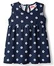 Babyhug Single Jersey Knit Sleeveless Frock With Floral Print - Navy Blue