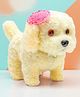 VGRASSP Cute Fluffy Walking Puppy Toy For Kids - Adorable Battery Operated Plush Pet Cap Dog With LED Eyes And Puppy Sound - Perfect Gift for Boys And Girls - Color May Vary -  Height 13 cm