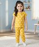 Babyhug Cotton Knit Half Sleeves T-Shirt & Pyjama Co-ord Night Suit With Polka Dot Print - Yellow