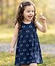 Babyhug Single Jersey Knit Sleeveless Frock With Heart Print - Navy Blue