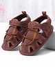 Cute Walk by Babyhug Velcro Closure Solid Colour Booties - Brown