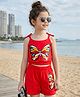 OLLINGTON ST. Cotton Knit Sleeveless Top & Shorts Set - Red