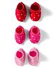 Doodle Poodle 100% Cotton Interlock Knit Heart Printed Booties  Pack of 3 - High Risk Red, Sachet Pink & Pink A Boo