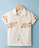 Dapper Dudes Half Sleeves Fish Embroidered Shirt - Cream