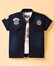 Dapper Dudes Half Sleeves Printed Jacket With Tee - Navy Blue