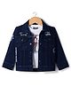 Dapper Dudes Full Sleeves Denim Jacket With Typography Printed Tee - Blue