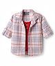 Dapper Dudes Full Sleeves Checked Shirt With Attached Tee - Peach