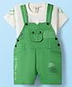Dapper Dudes Half Sleeves Tee With Typography Printed Dungaree - Green