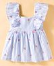Simply Premium Woven Sleeveless Cherry Embroidered Frock - Blue