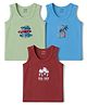 CUCUMBER Knitted Sleeveless Vehicles Beach & Sports Theme Printed Sando Pack Of 3 - Mutlicolour