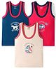 CUCUMBER Knitted Sleeveless Animal & Vehicle Printed Set of Vests Pack of 3 - Red, Blue & Ivory