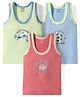 CUCUMBER Knitted Sleeveless Airplane & Ball Printed Set of Vests Pack of 3 - Sea Green, Light Blue & Dark Peach