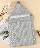 Babyhug Premium Hooded Knitted Sleeping Bag with Soft Fur Lining - Grey | Light-Weight| Warm & Cozy Winter Wrapper| Machine Washable| Button Closure| New Born Gifting