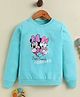 Biskid Looper Knit Disney Mickey & Friends Featuring Full Sleeves Minnie & Mickey Printed Light Winter Sweatshirt - Aqua