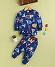 UNO KIDS Cotton Knit Full Sleeves Captain America Text Printed Winter Sweatshirt & Pant Set - Royal Blue