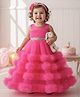 Many frocks & Woven Sleeveless Sequins Embellished Ruffled Dress - Pink