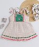 Many frocks & Woven Sleeveless Abstract & Elephant Printed Lace Detailed Dress - Cream & Green