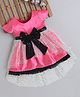 Many frocks & Satin Woven Cap Sleeves Sequins Embellished Bow Applique Detailed High Low Dress - Pink