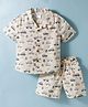 Simply Linen Woven Half Sleeves  Car Co-Ord Printed Shirt & Shorts Set - Blue