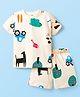 CUCUMBER Knit Half Sleeves T-Shirt & Shorts Co-ord Set With Farm Print - Cream