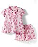CUCUMBER Knit Half Sleeves T-Shirt & Shorts Co-ord Night Suit With Heart Print - Baby Pink