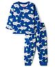 Babyhug Cotton Knit Full Sleeves T-Shirt & Pyjama Co-ord Night Suit With Shark Print - Blue