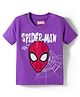 Babyhug Marvel Cotton Knit T-Shirt with Spider-Man Graphic Half Sleeves Round Neck Purple