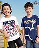 Honeyhap Disney Single Jersey Knit Half Sleeves T-Shirt with Mickey Mouse Graphic Pack of 2 - White & Navy Blue