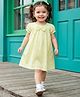 Babyhug 100% Cotton Woven Half Sleeves Checks Frock With Bloomer & Headband - Light Green