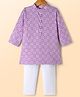 Babyhug Select Woven Full Sleeves Kurta Pyjama Set With Floral Embroidery - Lavender