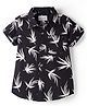 RUFF Cotton Woven Half Sleeves Shirt With Leaf Print - Black