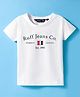 Ruff Cotton Lycra Knit Half Sleeves T-Shirt with Brand Name Print - White