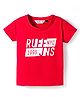 Ruff Cotton Lycra Knit Half Sleeves Newyork City Theme Printed T-Shirt - Red
