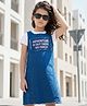 OLLINGTON ST. Stretchable Denim Pinafore With Half Sleeve Top - White & Blue