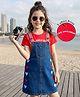 OLLINGTON ST. Stretchable Denim Pinafore With Half Sleeve Top - Blue & Red