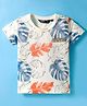 Ruff Cotton Lycra Knit Half Sleeves Tropical Theme Printed T-Shirt - Cream
