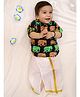 KID1 Cotton Woven Half Sleeves Elephant Printed Kurta & Lungi Set - Navy Blue