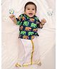KID1 Cotton Woven Half Sleeves Elephant Printed Kurta & Lungi Set - Blue