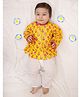 KID1 Cotton Woven Full Sleeves Floral Printed Kurta & Pyjama Set - Mustard