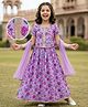 EARTHY TOUCH Cotton Knit Half Sleeves Floral Printed Choli Lehenga Set with Dupatta & Lace Detailing - Lavender