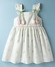 Babyhug Cotton Woven Sleeveless Frock With Floral Print & Applique - White
