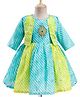 Enfance Beads Stone & Sequins Embellished Threadwork Detailed Knee Length Dress With Full Sleeves Shrug - Green