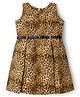 Enfance Sleeveless Leopard Pattern Printed Knee Length Pleated Dress - Gold
