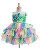 Enfance Sleeveless Stone Embellished Corsage Detailed Layered Knee Length Ombre Dress - Green